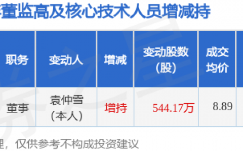 赛轮轮胎：12月19日高管袁仲雪增持股份合计544.17万股