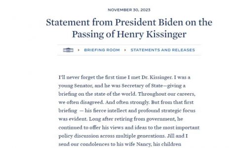 天津股票配资 拜登回应基辛格去世：不会忘记第一次见到他的情景