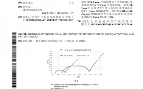 宁德时代公布国际专利申请：“一种正极材料及其制备方法、二次电池、电池模块”