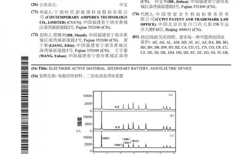 宁德时代公布国际专利申请：“电极活性材料、二次电池及用电装置”