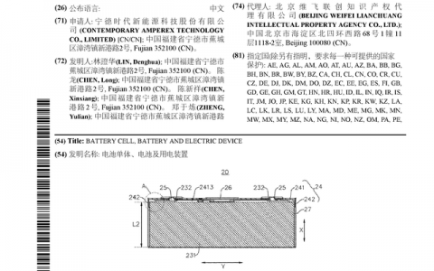 宁德时代公布国际专利申请：“电池单体、电池及用电装置”