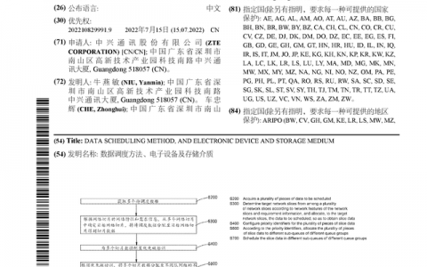 中兴通讯公布国际专利申请：“数据调度方法、电子设备及存储介质”