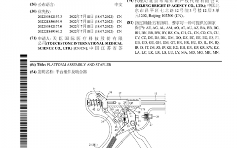 天臣医疗公布国际专利申请：“平台组件及吻合器”