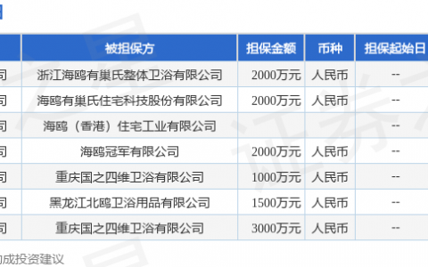 海鸥住工披露7笔对外担保，被担保公司达6家
