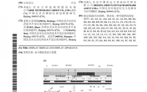 京东方Ａ公布国际专利申请：“显示模组及显示装置”