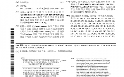 云天励飞公布国际专利申请：“问答模型训练方法、问答方法、装置及终端设备”
