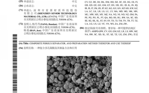星源材质公布国际专利申请：“一种复合多孔隔膜及其制备方法和应用”